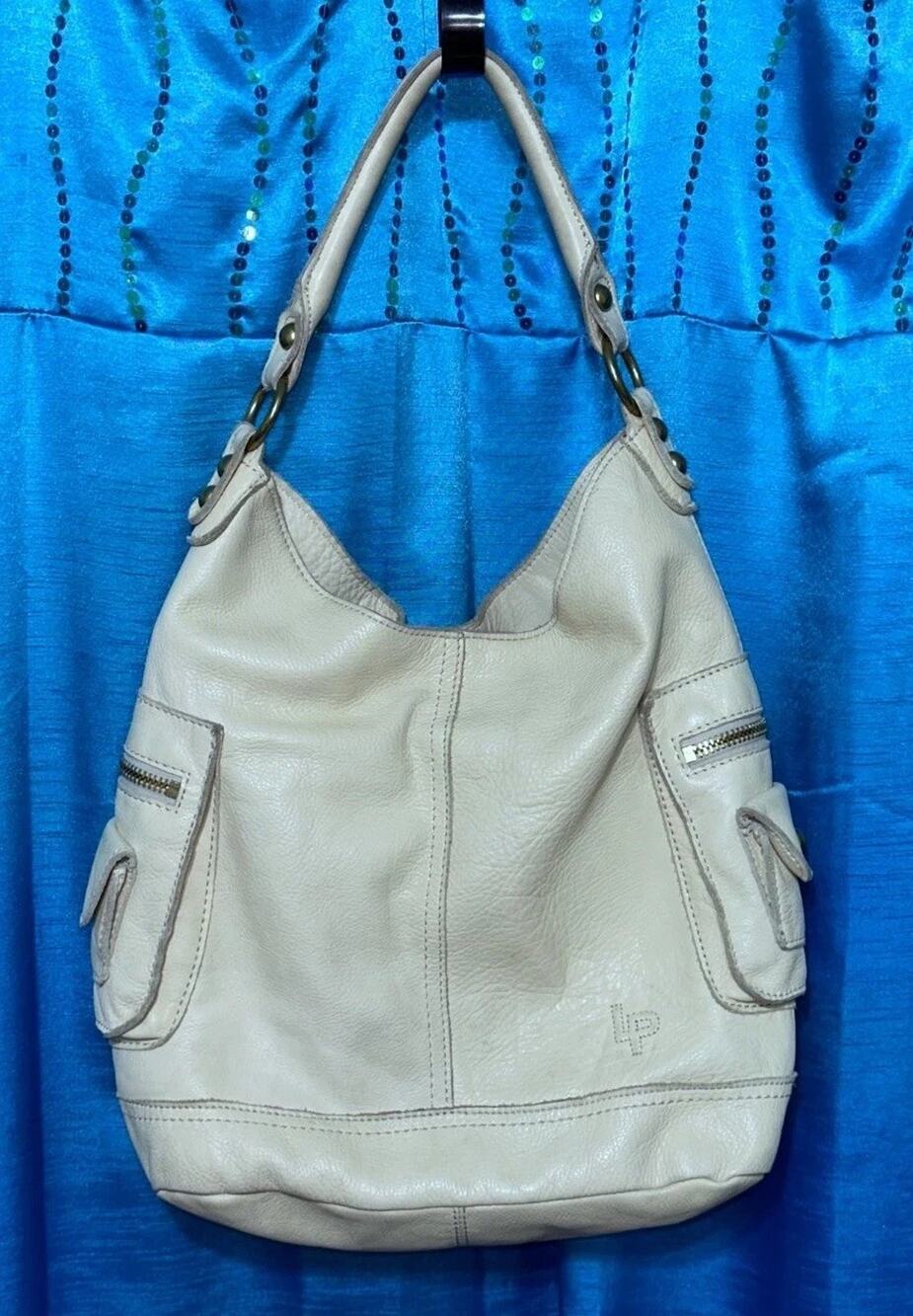 Linea Pelle leather hobo shoulder bag M off-white Womens pebbled construction